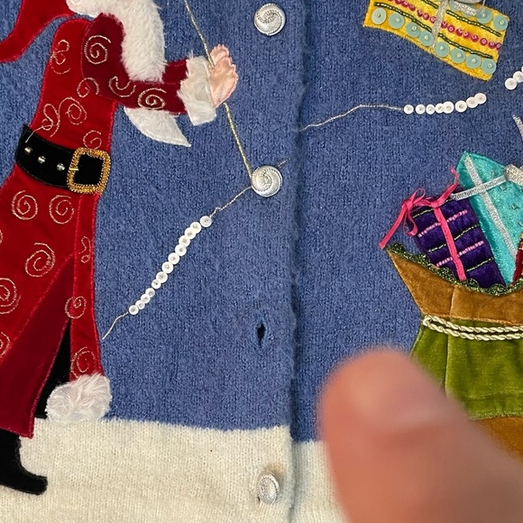 Blue and White Festive Cardigan - Picture 6 of 6